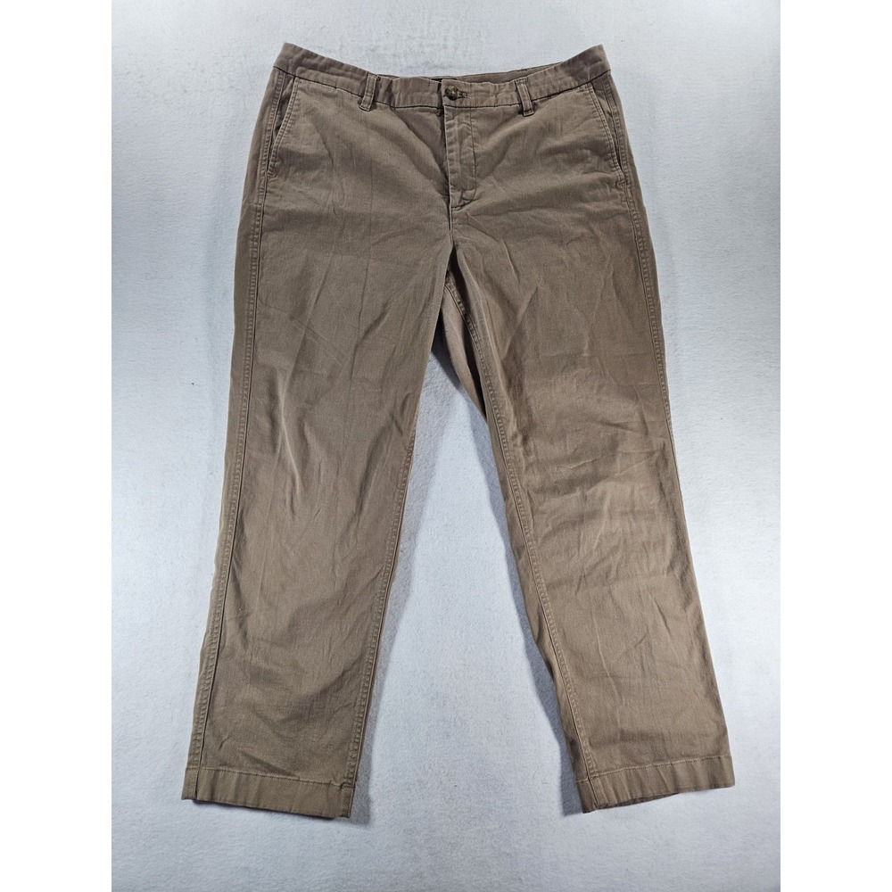 J Crew High Rise Girlfriend Chino Pants Women's 14 Brown Khaki Relaxed‎ Twill